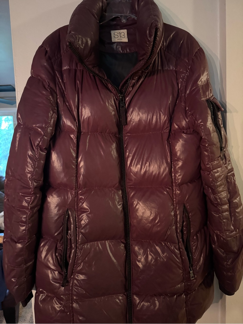 S13 Women's Deep Burgundy Quilted Puffer Coat